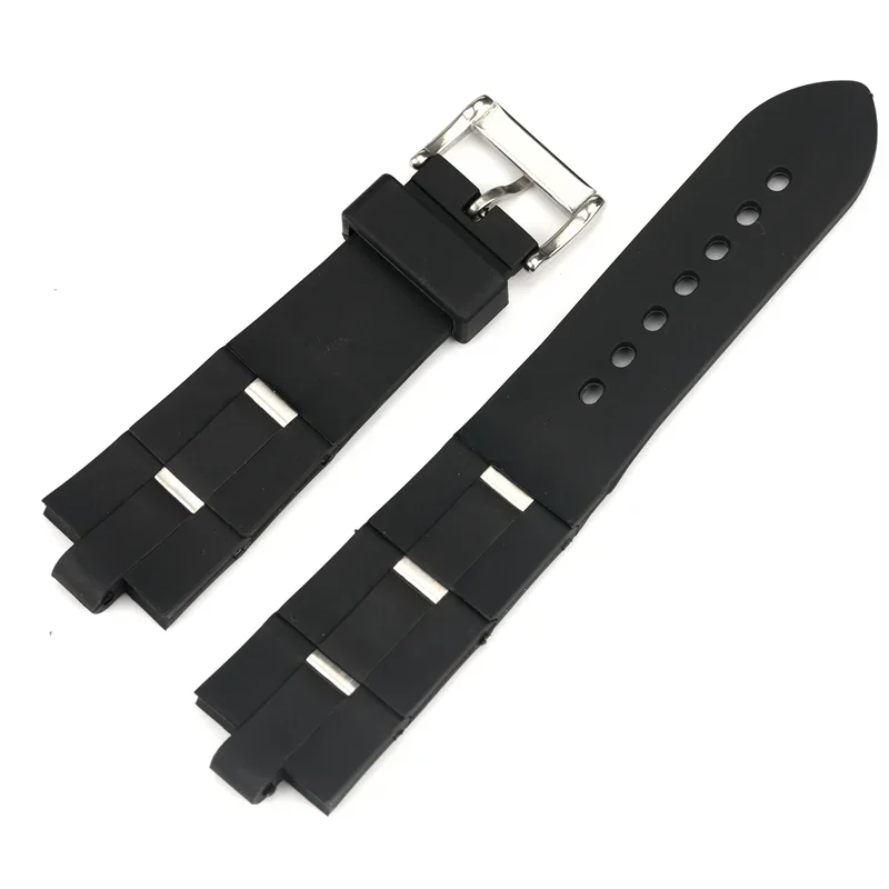 Waterproof Rubber Silicone 22mm 24mm Watch Strap for Bvlgari Polo/GMT Fold Black Solid Stainless Steel Buckle Sports Watchbands