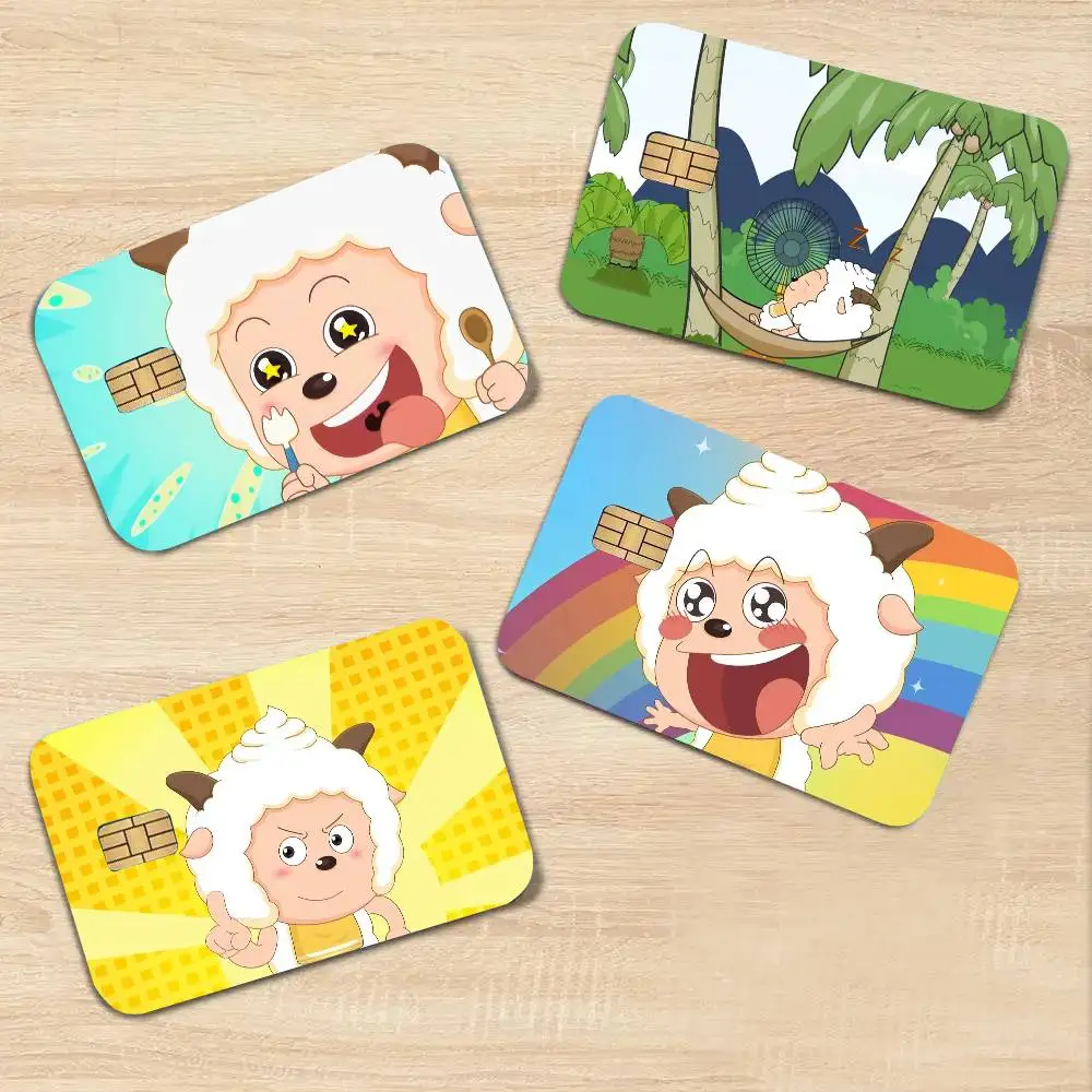 L-Lazy S-Sheep Cartoon Character Art Print Credit Card Skin Waterproof PVC Bank Card Decal