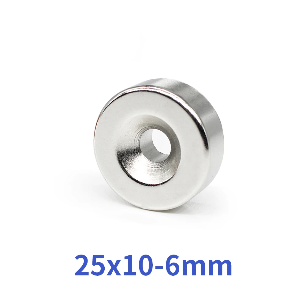 1/2/5/10/15PCS 25x10-6 mm Disc Countersunk Neodymium Magnet 25*10 mm Hole 6mm 25X10-6mm N35 Round Permanent Magnet 25*10-6