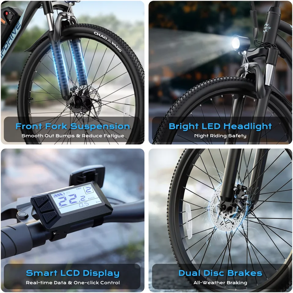 VIPDRIVE Defier 1.1 Adult Electric Bike, 750W Peak Motor, 48V 7.8Ah Battery, 26" Tire, 20MPH Mountain & Road Ebike image 7