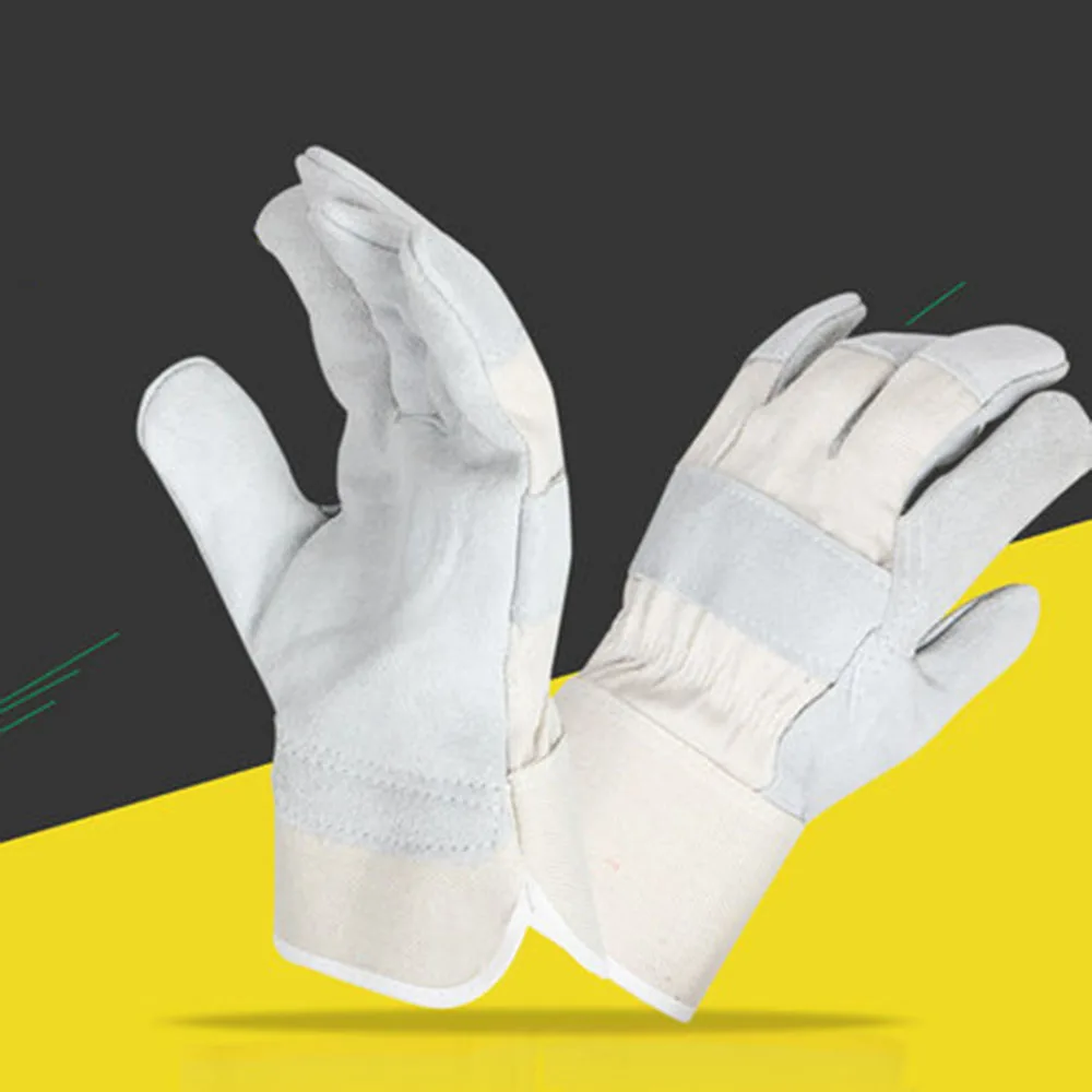 Short cow leather welding gloves welder welding and durable heat insulation protective labor gloves