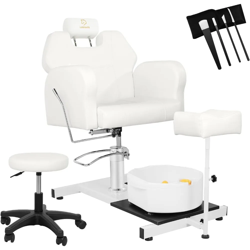 

Reclining Pedicure Chair Station, 360° Rotation Hydraulic Adjustable Spa Pedicure Chair No Plumbing Unit Station