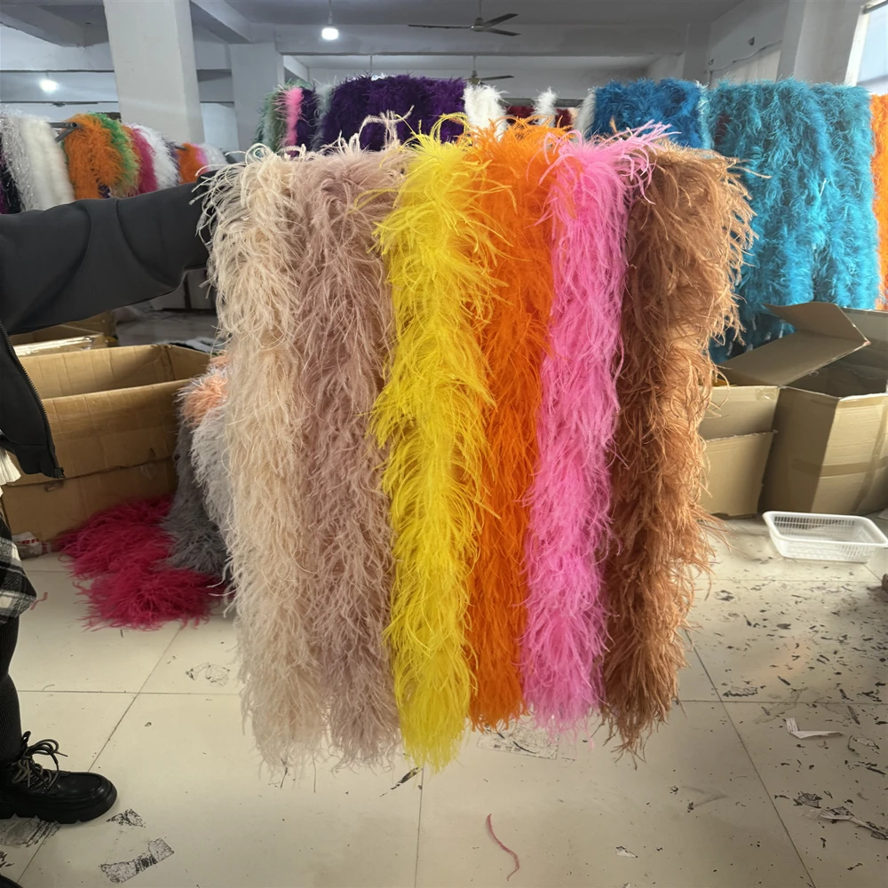 

Hot Sale Ostrich feathers boa 6Ply Thick Natural Ostrich Feather Boa Scarf Trims for Party Dress Sewing Decoration Plumas Boa