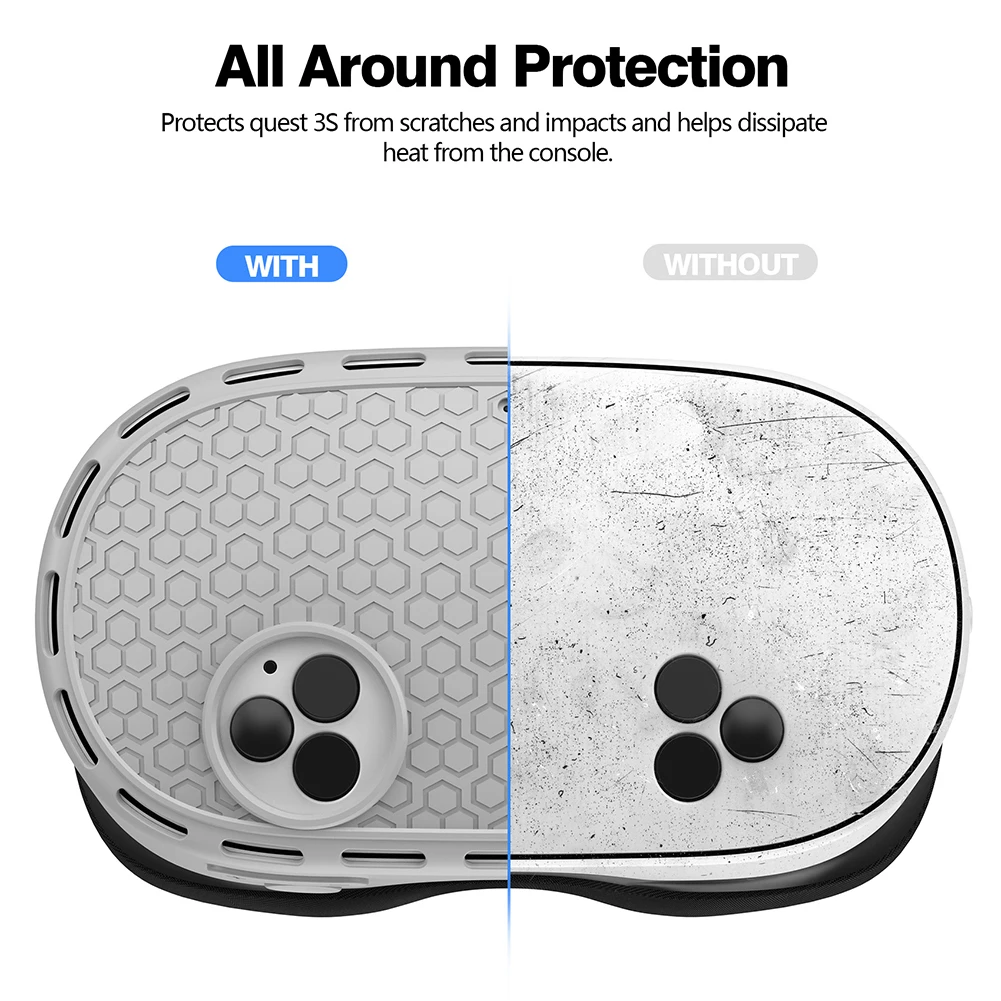 Schutzhülle Controller Griffe VR Shell Cover VR Silikonhülle Gesichtsabdeckung Objektivabdeckung für Meta Quest 3S VR Headset Zubehör