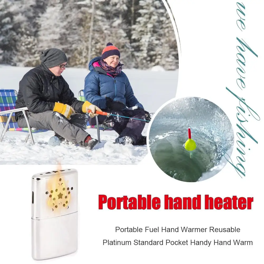 Reusable Hand Warmer Portable Fuel Catalytic Warmer Metal Alloy Pocket Winter Heater for Home Office Outdoor Camping Fishing