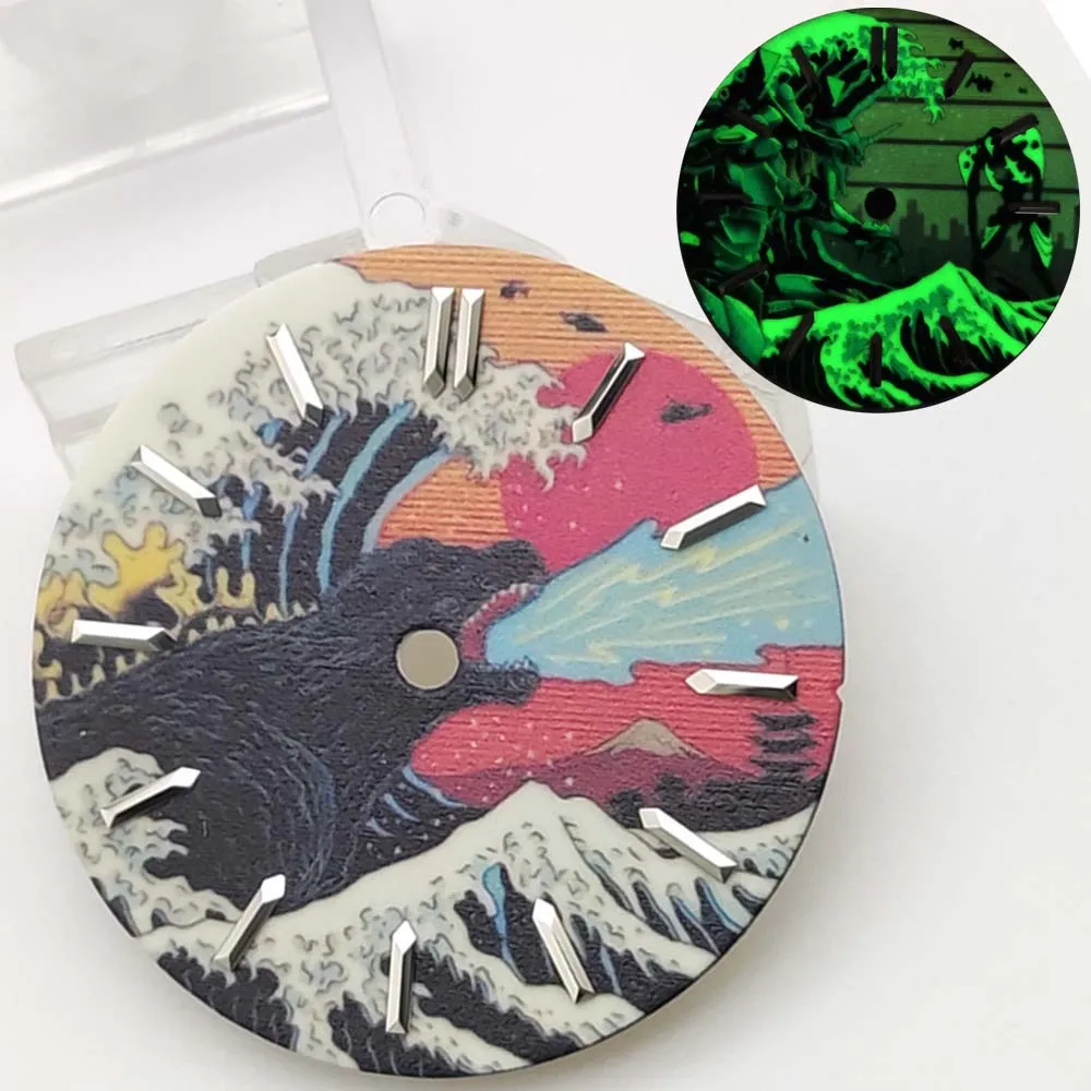 28.5mm Brand New Mechanical Aseptic Dial Full Luminous NH35 Watches Dial Parts Assembly - Image 3