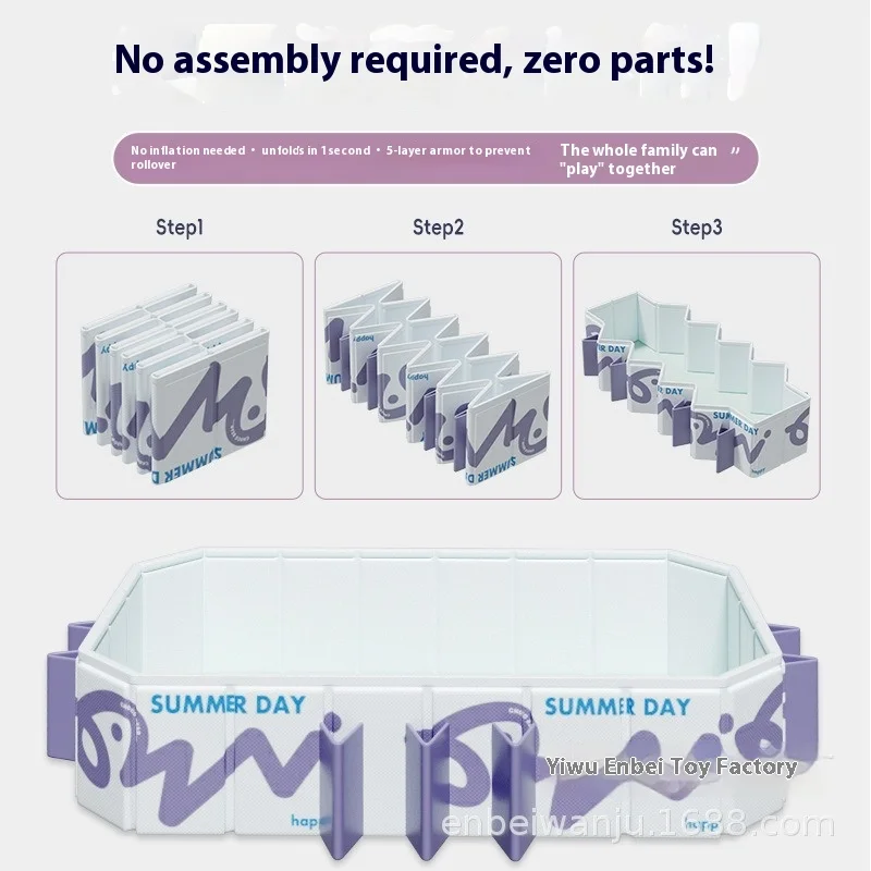 Dziecięcy basen bez pompowania Składany Wytrzymały Ekologiczny Zewnętrzny Rodzinny Duży
