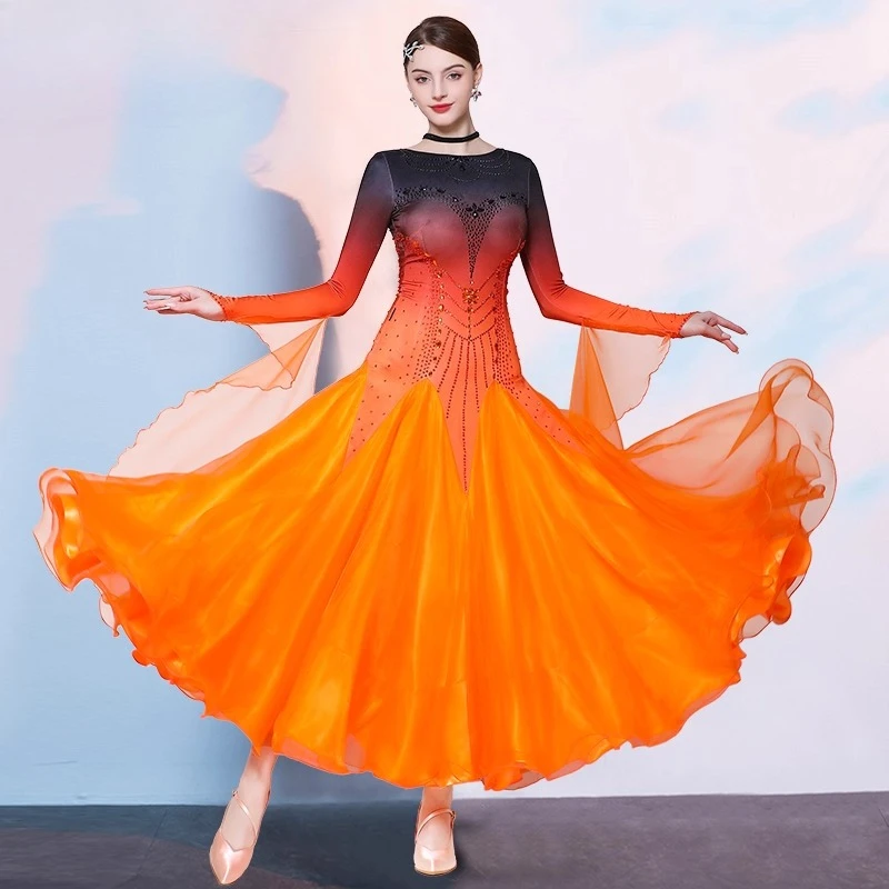 تخصيص النساء الكبار اللاتينية قاعة الرقص الجاز ملابس رقص حديثة الفالس تشا تشا الرقص تنورة كبيرة فريق الأداء المنافسة