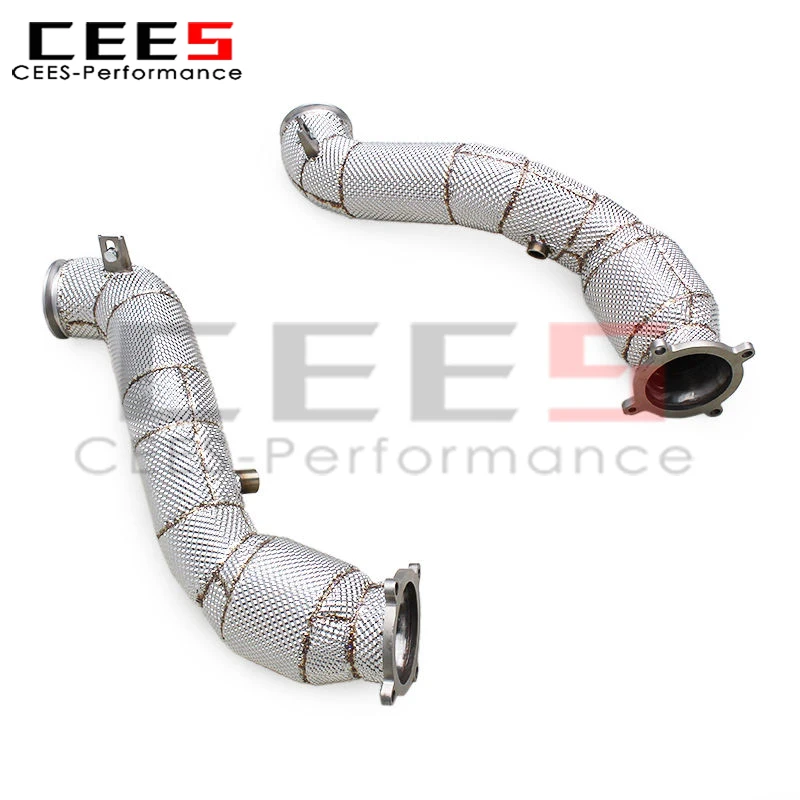 CEES Free Flow Downpipe for Mclaren 720S 4.0T 2018-2022 Heat Shield Stainless Steel Race Exhaust Straight Downpipe