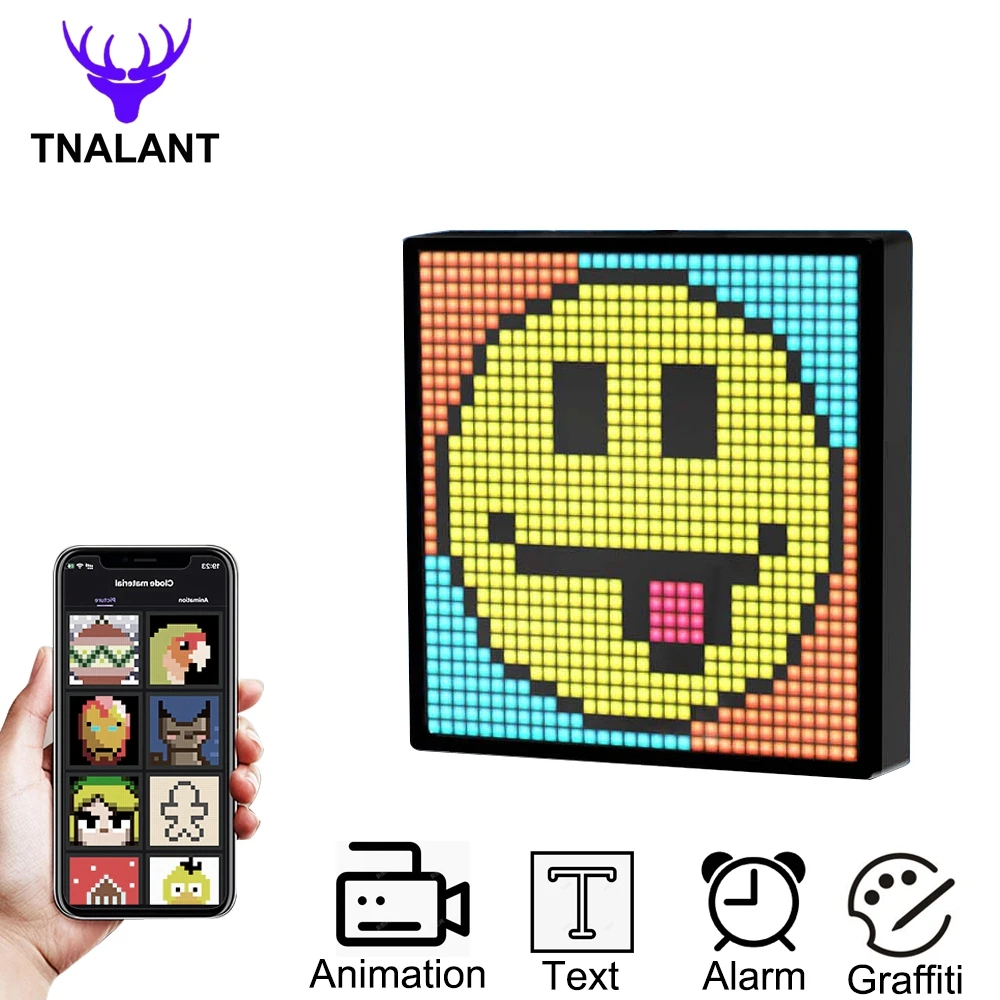 WS2812B Digital Pixel Display Alarm Clock LED Individually Addressable Panel 16x16 32x32 Led Smart Module Matrix Screen