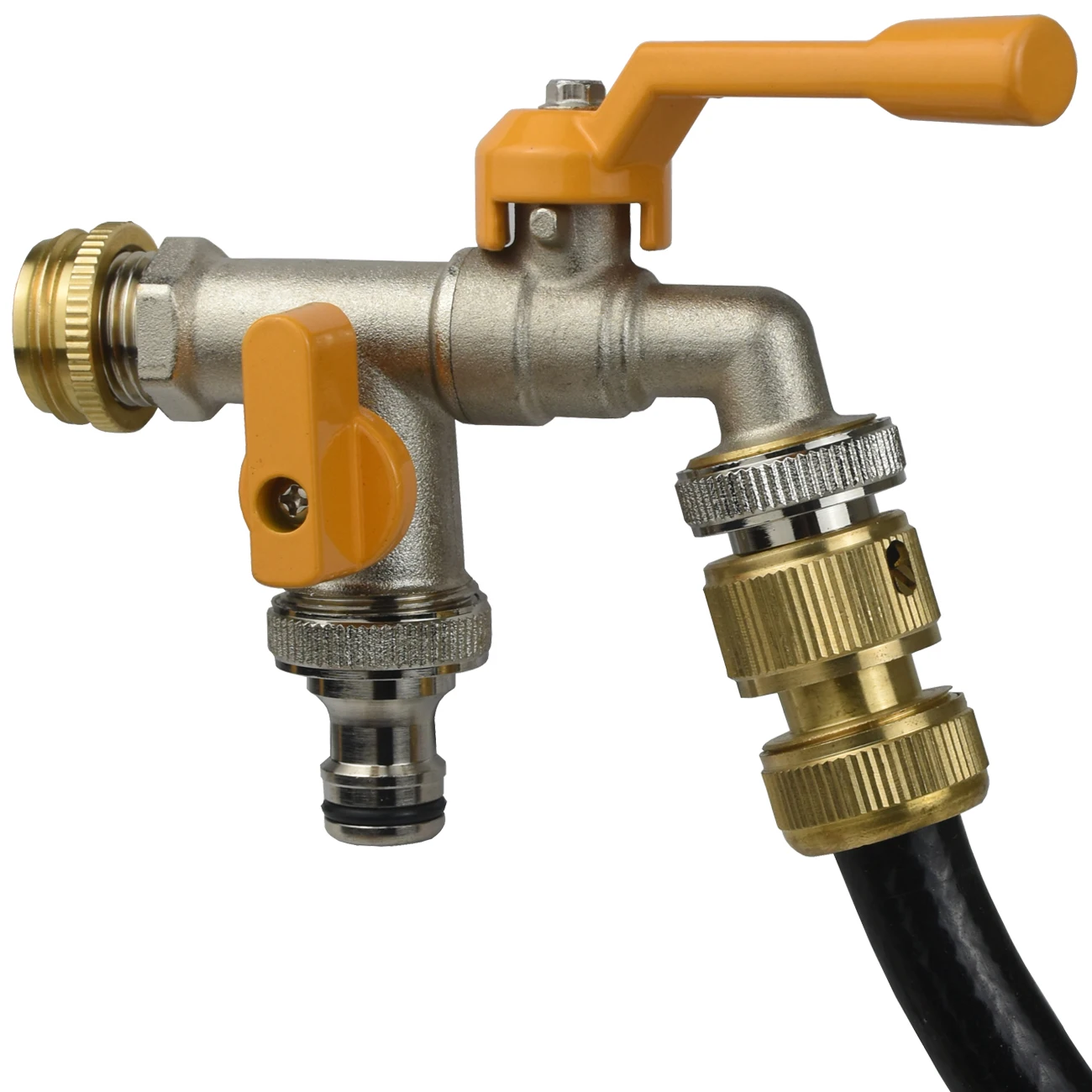 1/2'' 3/4'' Garden Brass Water Faucet Water Splitter 1-Way 2-Way Connector Coupling Adapter Valve Switch Irrigation Tap Replace