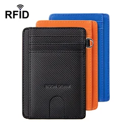 BISON DENIM Credit Card Holder Wallet RFID Blocking Slim Minimalist Carbon Fiber Wallet Men Women ID Card Holder