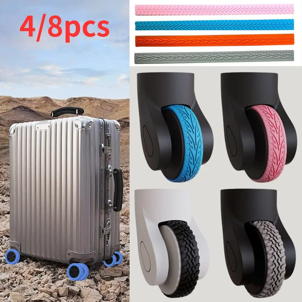 4/8pcs Multi-terrain Driving Luggage Wheels Protector Stickers Travel Luggage Suitcase Wheels Cover Reduce Noise Castor Sleeve