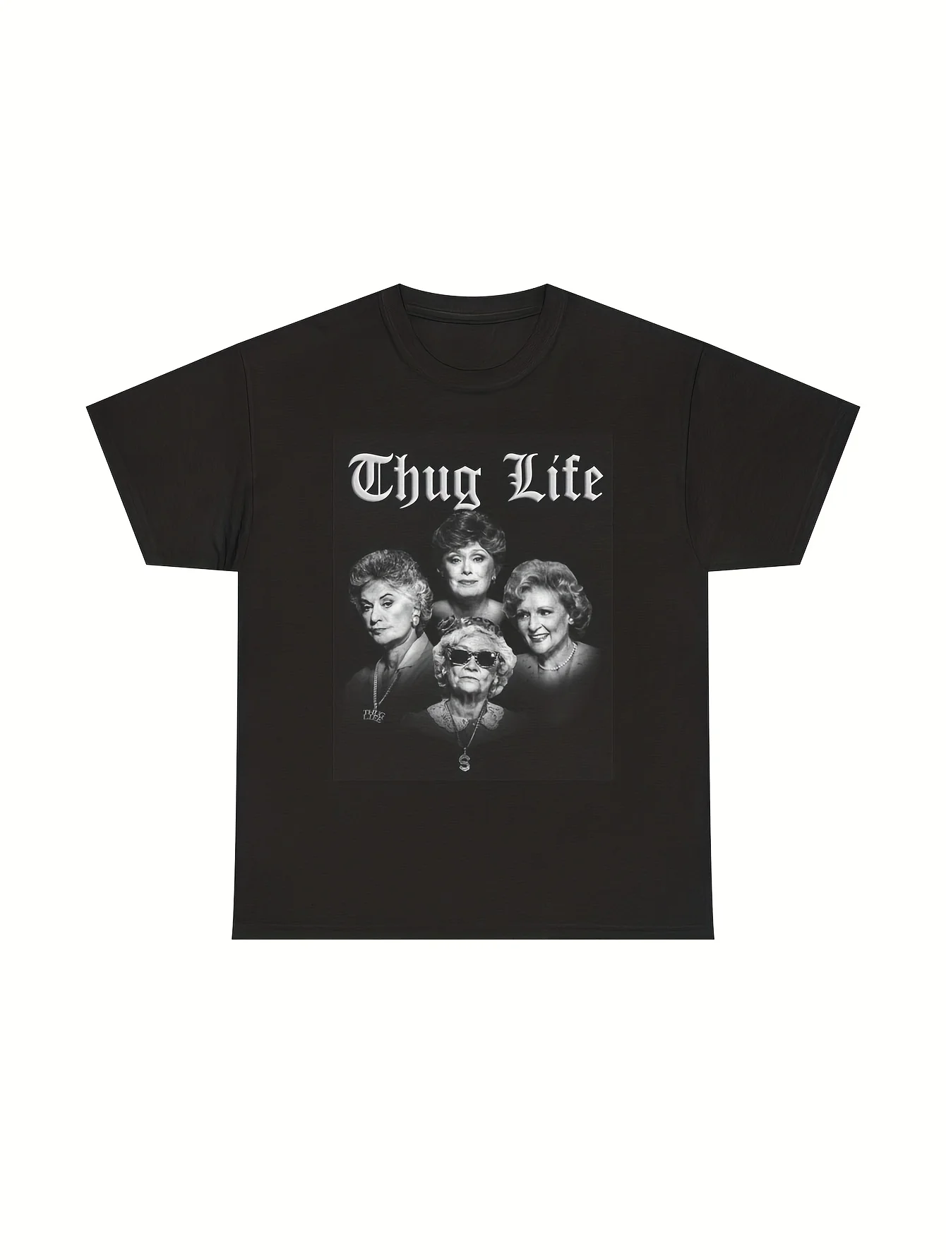 Футболка с рисунком Thug Life, забавная золотая винтажная футболка унисекс из плотного хлопка для девочек, мужская винтажная одежда для мужчин