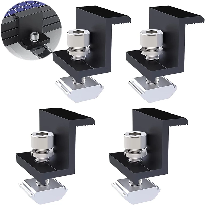1pcs PV Solar Panel Mount End Clamp Aluminum Alloy For 30mm,35mm, 40mm Frame Corrosion Resistance PV Solar End Clamp