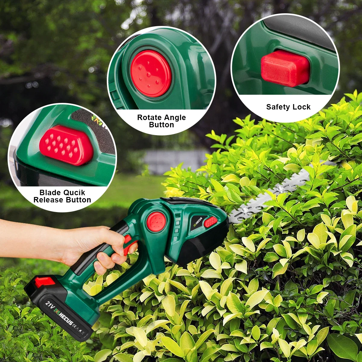 Imagem -06 - Handheld Cordless Elétrica Hedge Trimmer em Arbusto Doméstico Poda de Ervas Daninhas Cortador de Grama Garden Tool 20000rpm