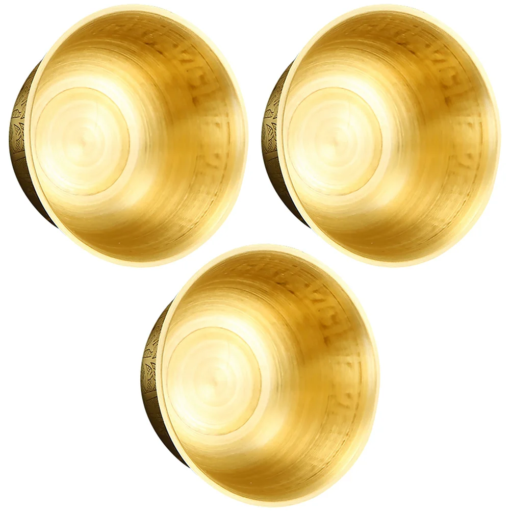 

3Pcs Copper Bowls Brass Buddhist Offering Bowls Temple Home Decoration Water Supply Bowl Snack Container Buddhist Supplies