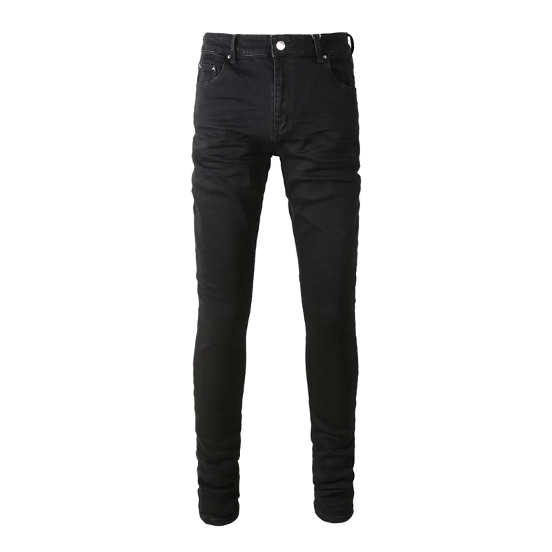 

Designer Fashion New Black Men's Jeans Washed Nostalgic Stretch Slimming Jeans High Street Trendy Hip Hop Brand Pants Hombre