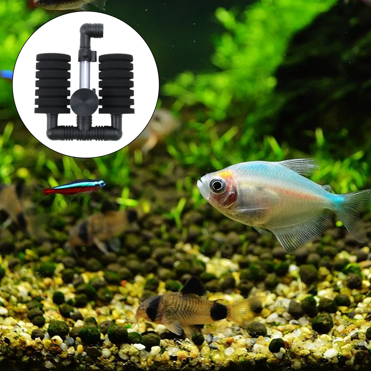 

Aquarium Fish Tank Biochemical Sponge Filter Black 5.7X5.5X1.77Inch For 30Cm Tank Oxygenation Biological Filtration System