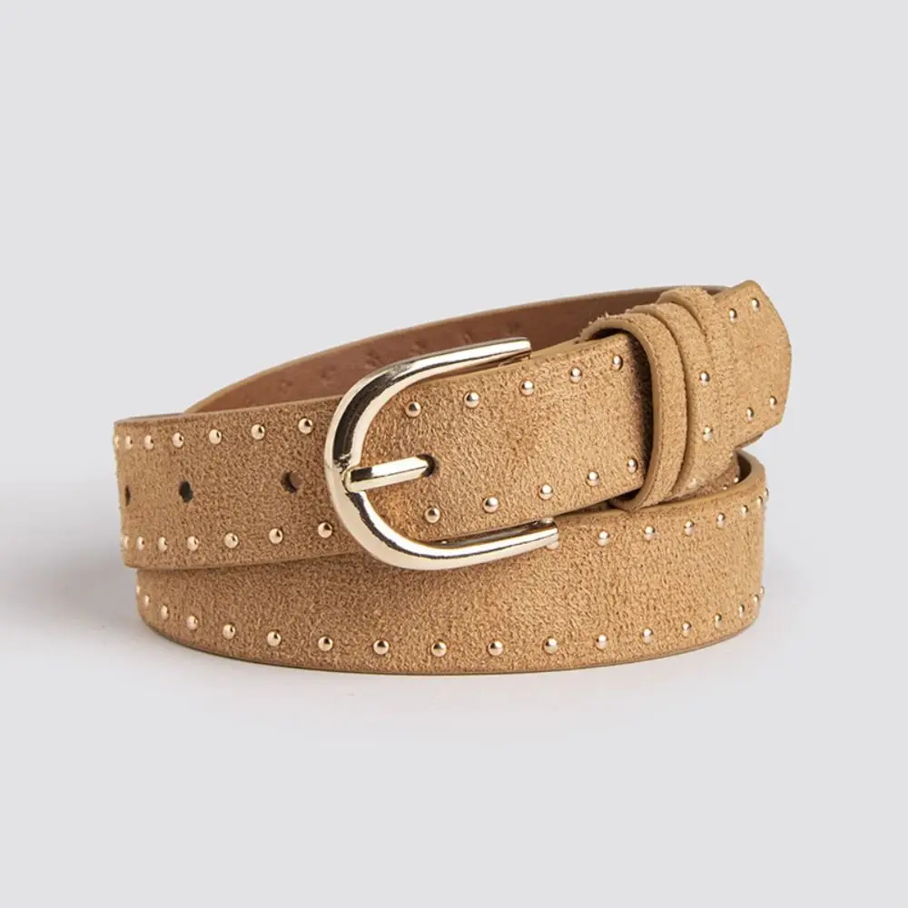 

Jeans Belt PU Leather Metal Rivet Waistbands Punk Western Style Women Waist Belts Wide Side Adjustable Buckle Waist Belts Daily