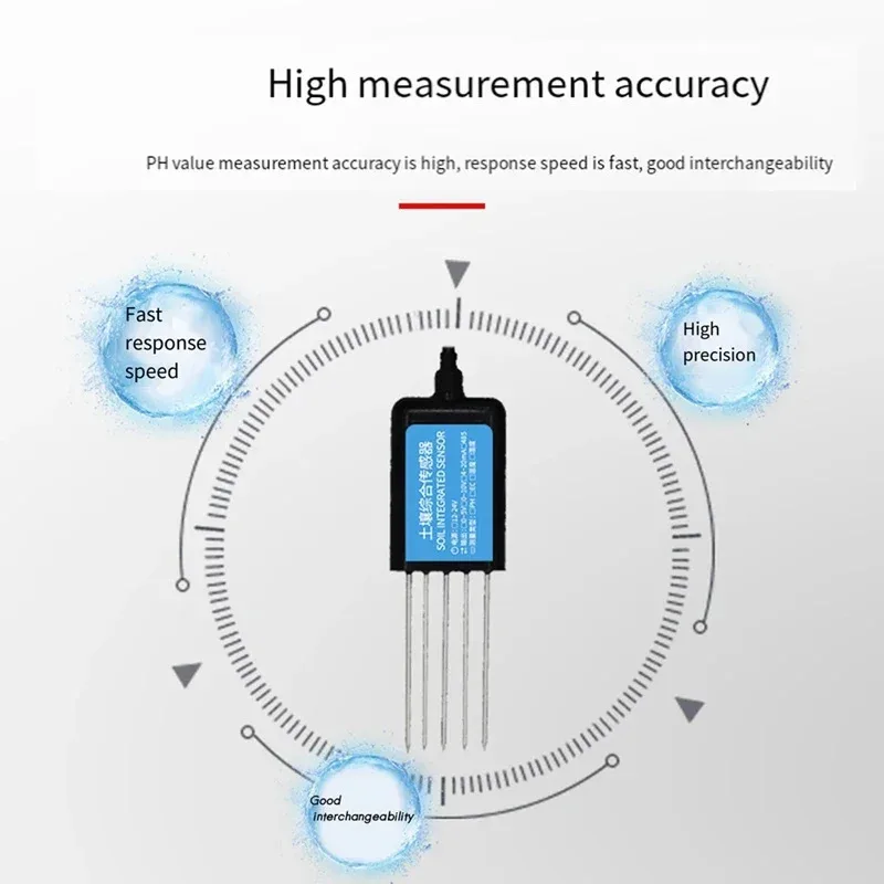 7 In 1 RS485 Soil Temperature Humidity Sensor PH Conductivity Nutrient Salt Nitrogen Phosphorus Potassium Transmitter Durable
