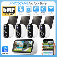 4.39 Inch Mini Baby Monitor Surveillance 4CH 5MP CCTV Touch LCD Screen NVR Home Security Wireless Solar Battery Camera System