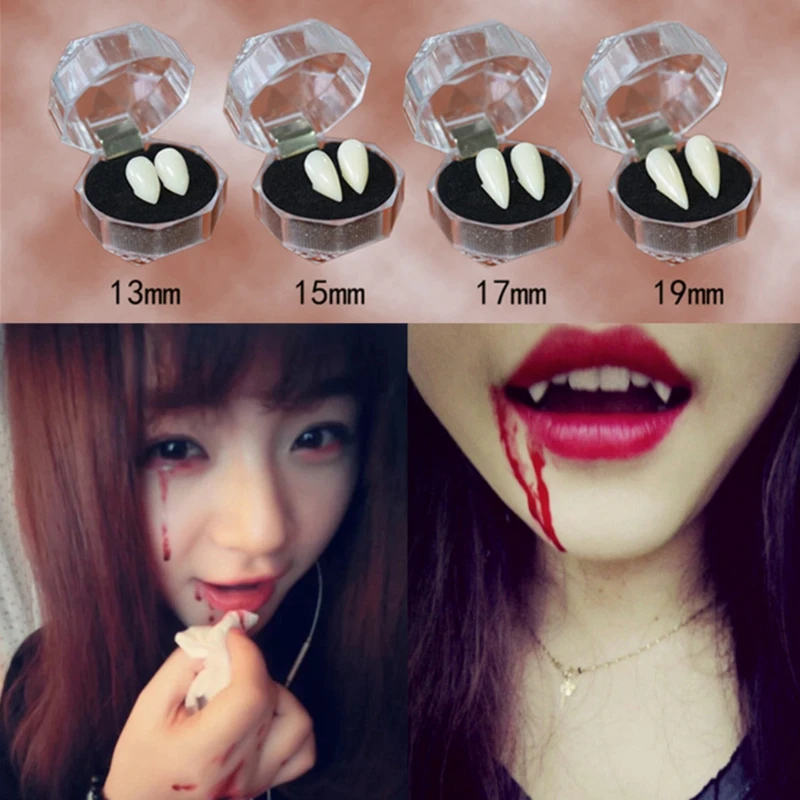 1 Pair Halloween Vampire Dentures Adult Kids Halloween Party Masquerade Ball Cosplay Solid Glue False Teeth DIY Decoration Props