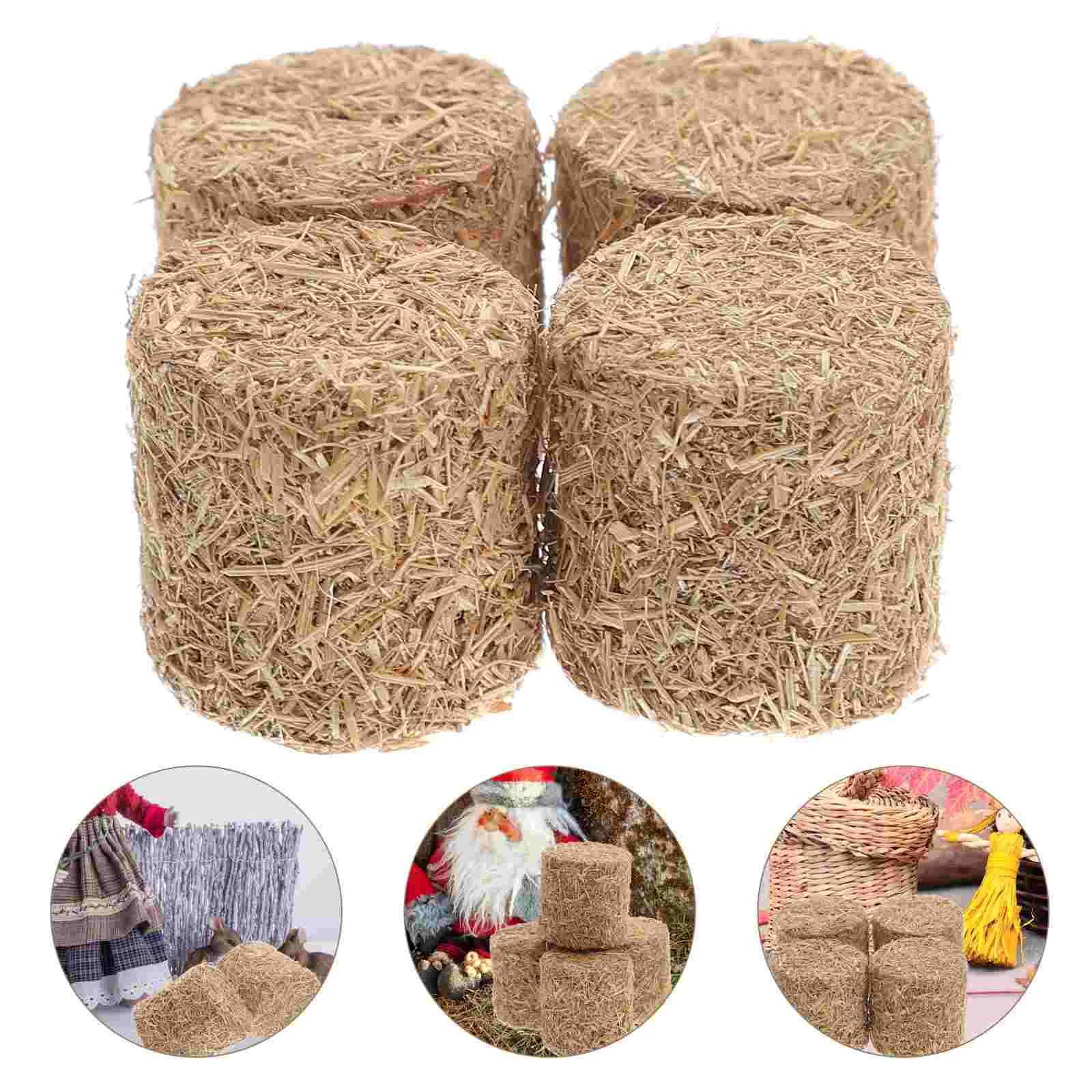 

4 Pcs Mini Haystack Model Home Decor Scene Layout Prop Toy Yard Decorative Drysoon Bales Garden Decorations House