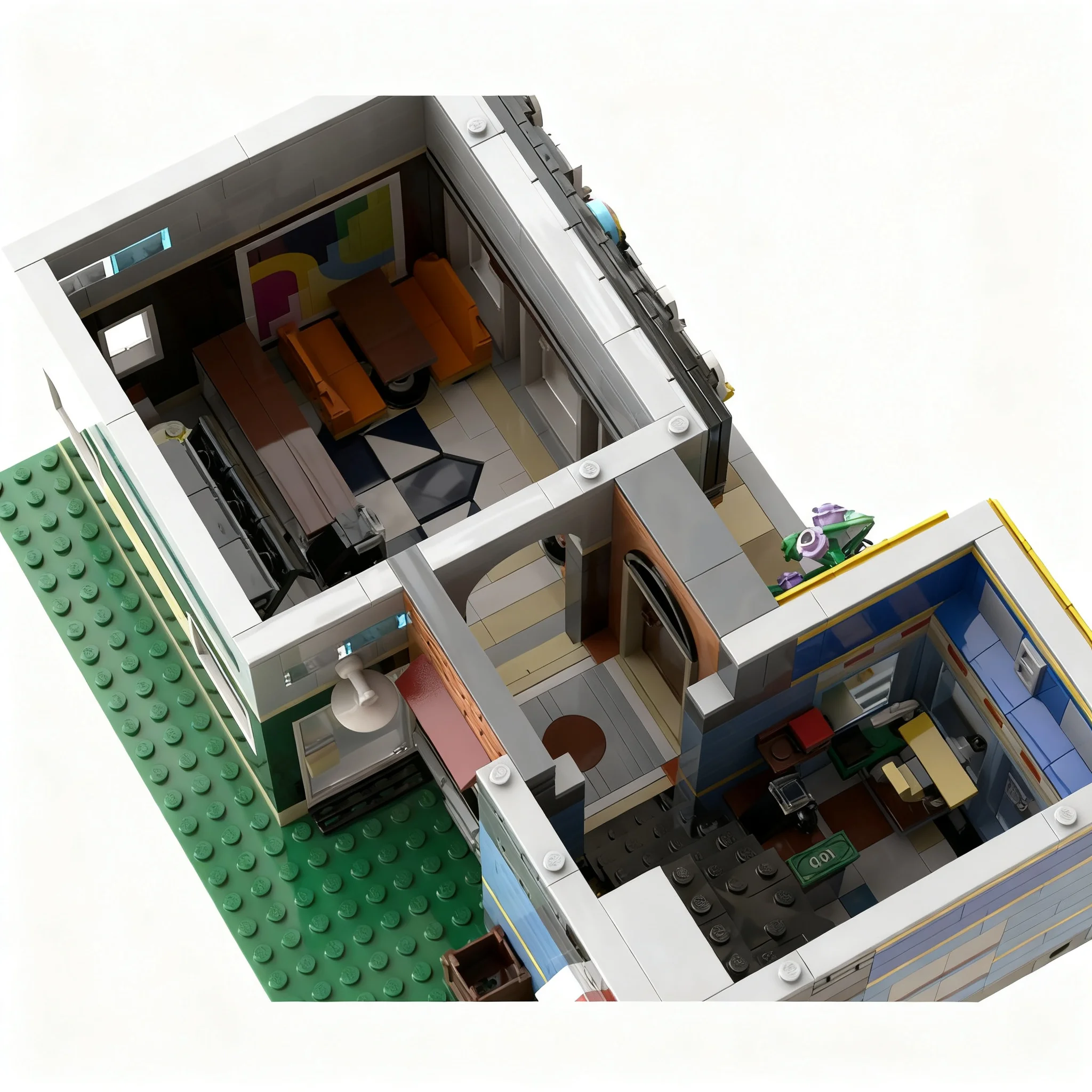 2698pcs MOC Modular Buildings Ice-cream Parlour Model Building Blocks Toy DIY Collection Display 3D Craft Birthday Creative Idea
