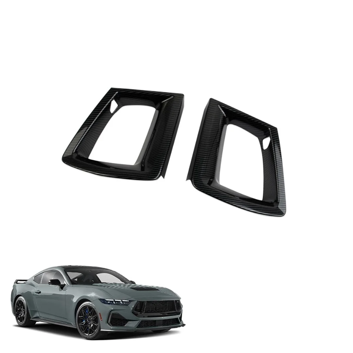 Front Bumper Grille Cover Trim for Ford Mustang 2024 GT/GT Premium Accessories Carbon Fiber