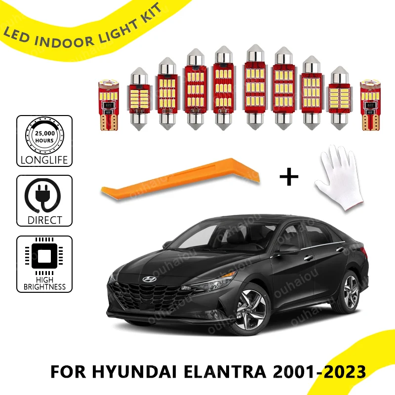 

10pcs Interior LED For Hyundai Elantra XD HD MD UD AD 2001- 2023 Canbus Vehicle Indoor Dome Map Reading Light Error Free