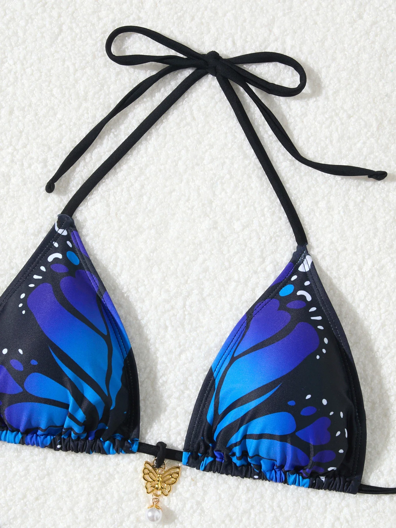 Sexy Micro String Bikinis Sets Two Piece Swimsuit Butterfly Swimwear Female Black Blue Thong Biquini Beach Wear Bathing Suit