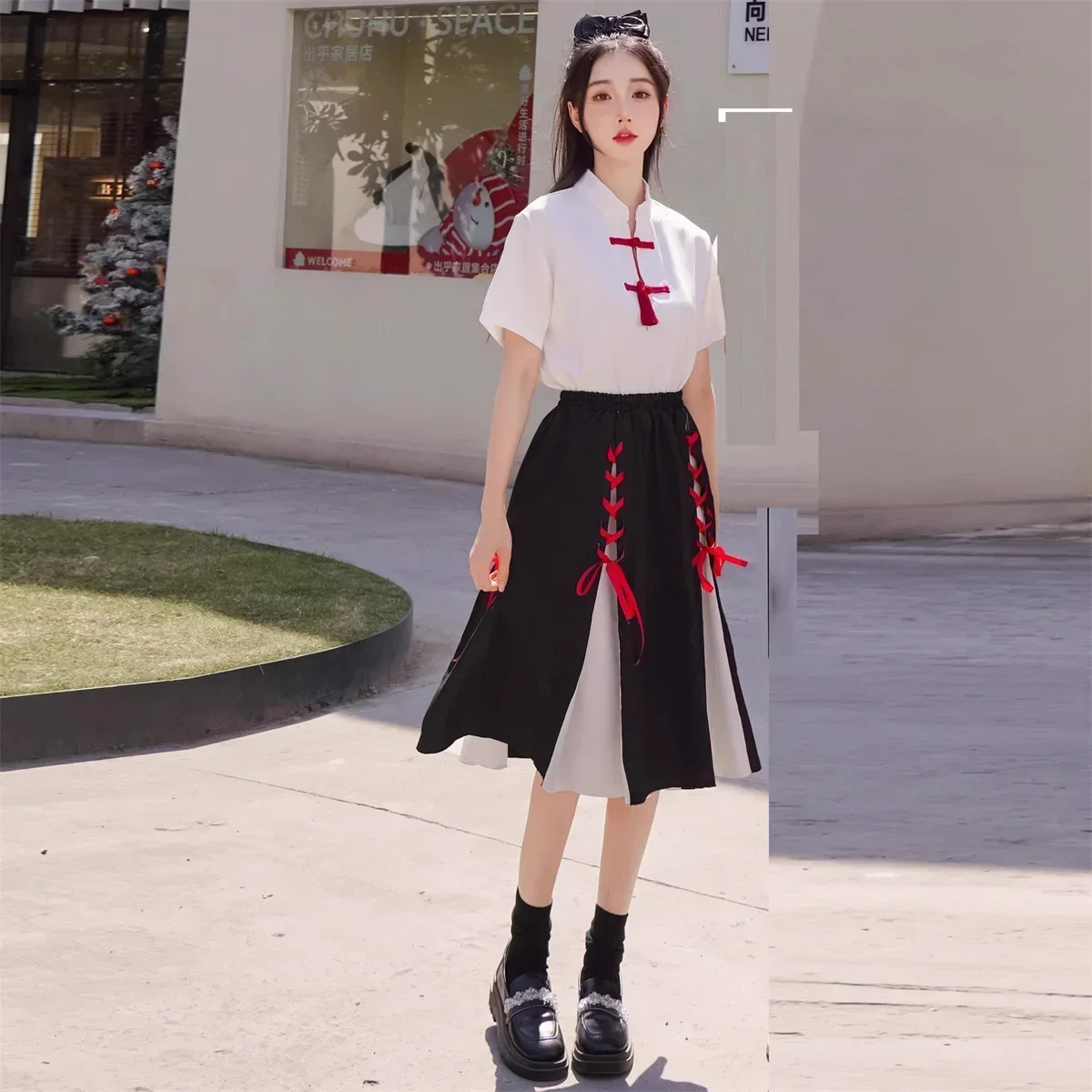 Uniformes de classe de style prairie et chinois pour les élèves du premier et du deuxième cycle du secondaire, uniformes de performance de chœur, grade