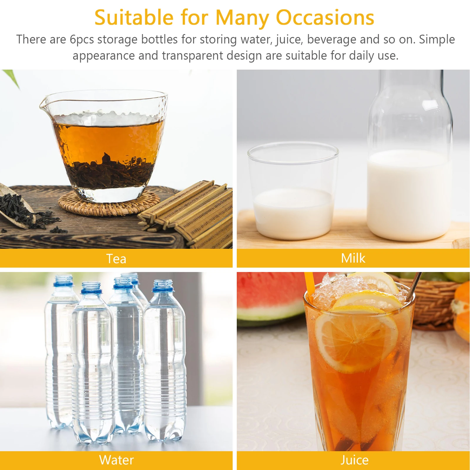 

6 Cs Milk Tea Bottle Juice Bottles with Lids for Juicing Reusable Water Empty Mini