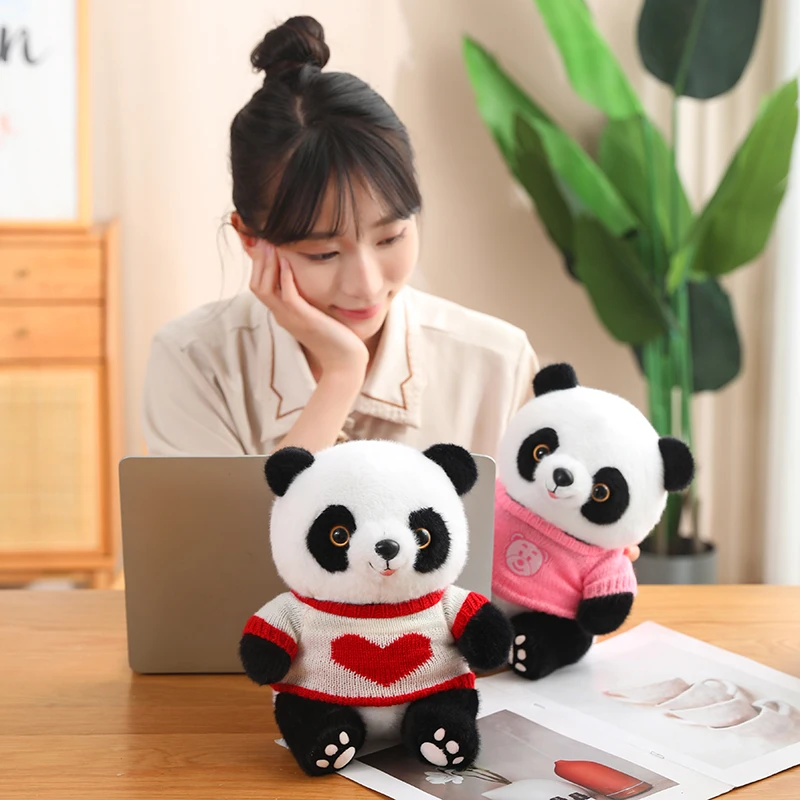 

25/35cm Cute Sweater Panda Stuffed Animal Plush Toy Panda Doll Home Decoration Birthday Christmas Gift