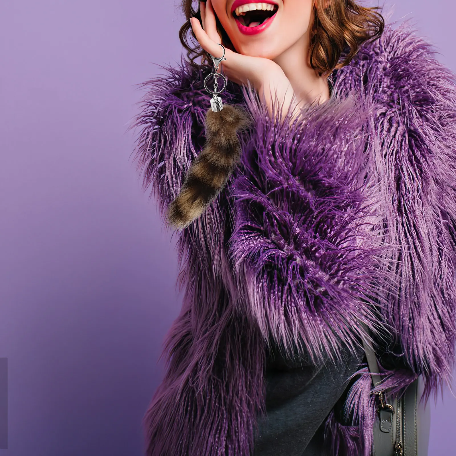 

Oversized Faux Fox Tail Keychain Cute Large Handmade Bag Pendant Cosplay Accessory Animal Charm for Handbag Backpack Keyring