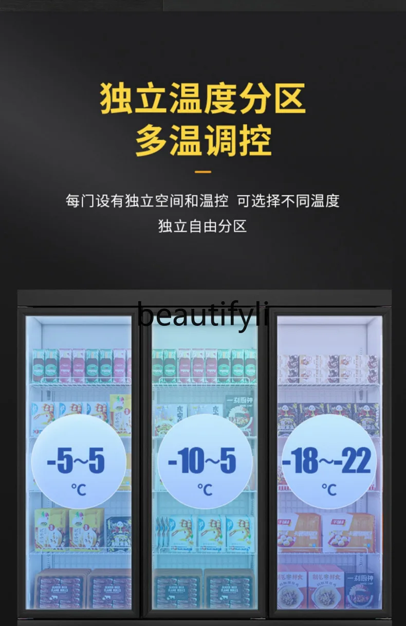 Refrigerated Freezer Commercial Refrigerator Food Blast Freezer Vertical Temperature Control Display Cabinet
