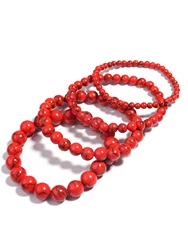 OAIITE 1pc Red Turquoise Bracelet Women Yoga Meditation Prayer Reiki Bracelet Natural Stone Beaded Bracelet Men Pulse Jewelry