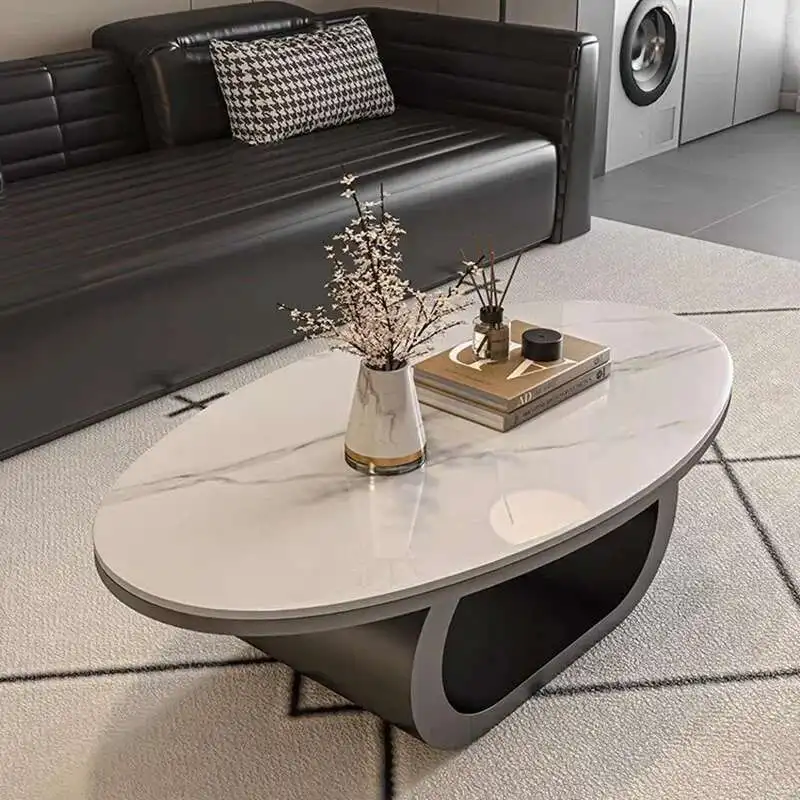 

Minimalist Storage Coffee Table Italian Aesthetic Oval Modern Luxury Side Table Designer Books Couchtisch Lounge Suite Furniture