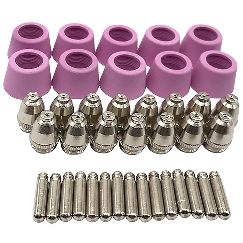 40Pcs Plasma Cutter Torch Consumables Electrode Nozzles Cups Kit For AG-60 SG-55 WSD-60 Fit CUT-60 LGK-60 Plasma Cutter