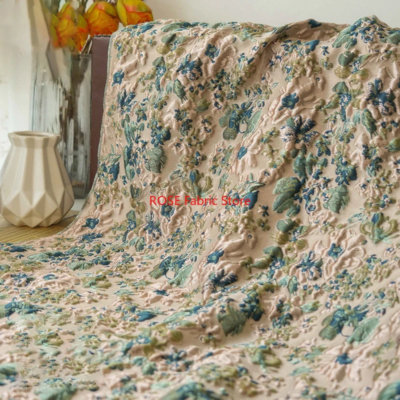 1 Meter Retro French Bubble Yarn Dyed Jacquard Fabric Women's Dress Skirt Makeup Bag Diy Sewing Fabric
