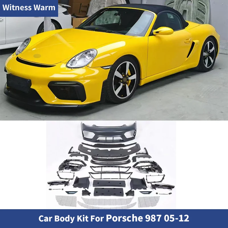 Kit carrosserie tuning style GT4 pour Porsche Boxster Cayman 987 PP, pare-chocs avant en fibre de carbone, spoiler arrière, 2005-2011.