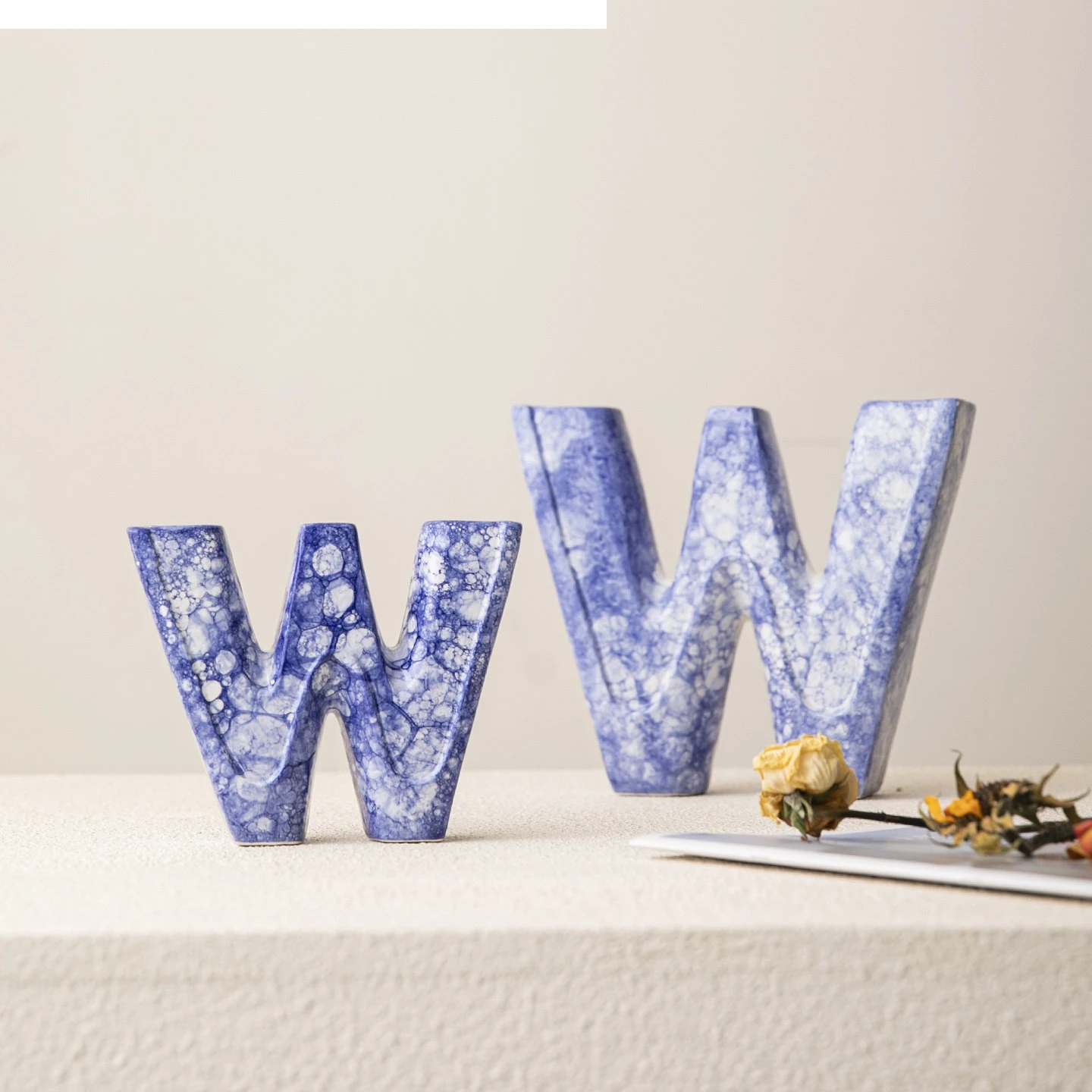 W Letter Ceramic Vase Bubble Pattern Flower Arrangement Accessories Tree Branch Flower Vase Home Decoration Accessories