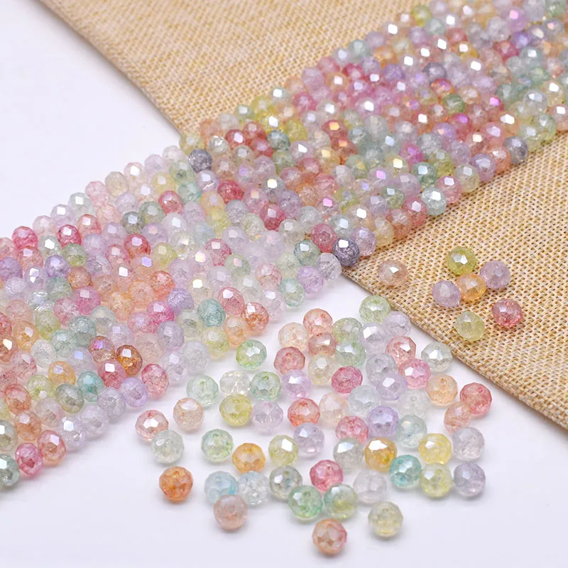 New AB Color Crack Bead 8mm 50pcs Rondelle Crystal Glass Beads Faceted Loose Spacer Glass Beads for Jewelry Making DIY Bracelet
