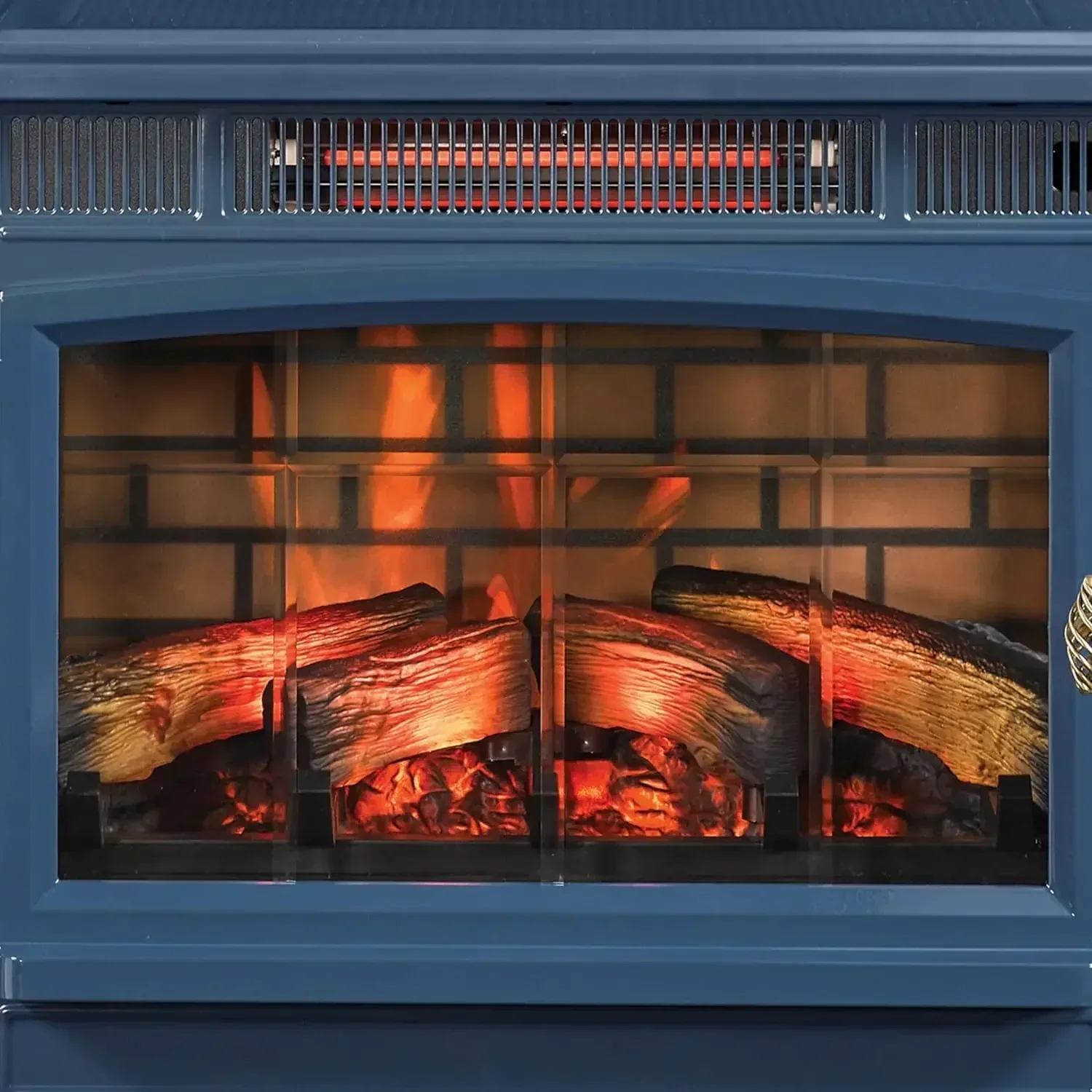 Duraflame-Electric Infrared Quartz Fireplace, 3D Flame Effect, Navy Blue