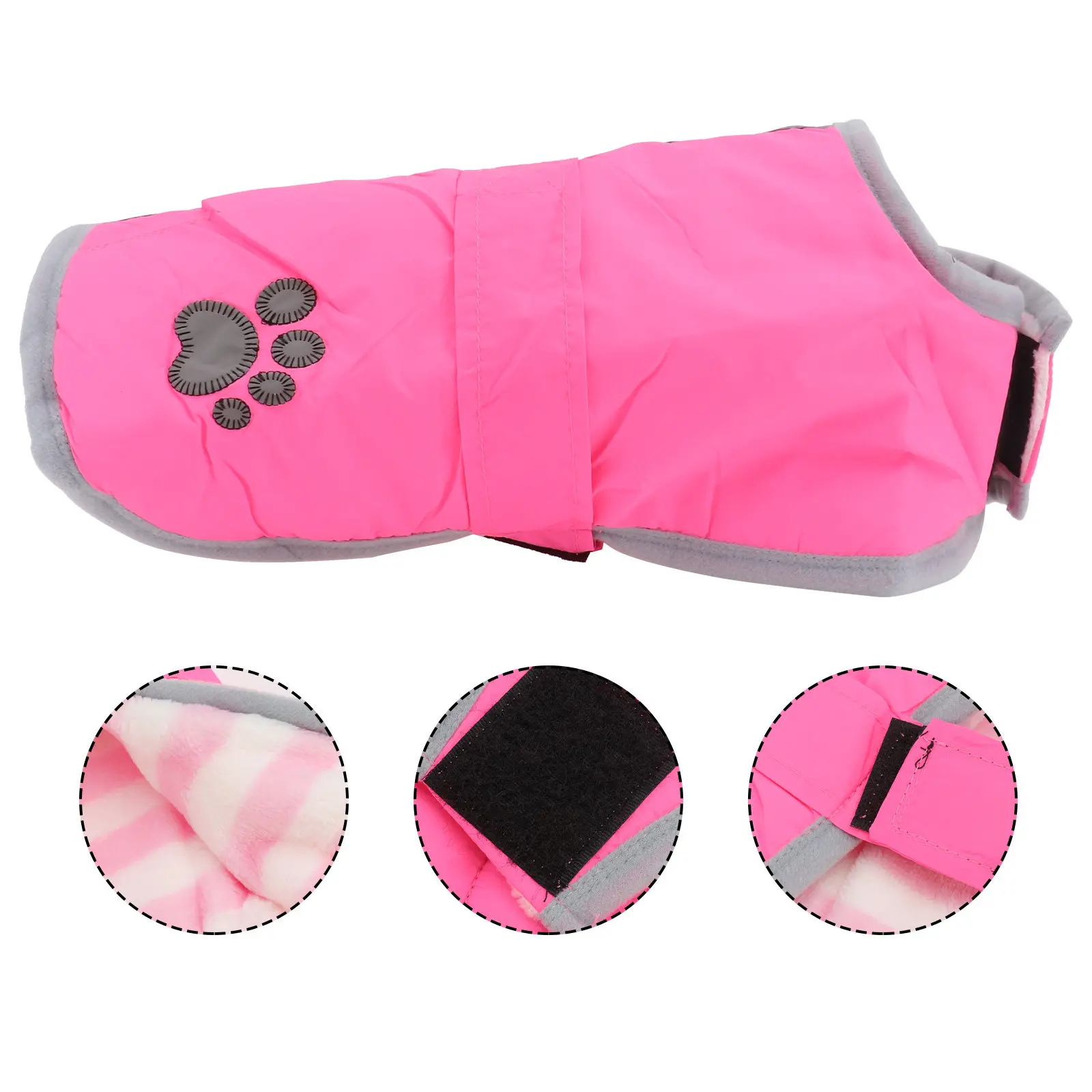 Reflective Dog Coat Winter Waterproof Fleece Lined Reversible Warm Jacket for Small Medium Large Dogs Pink Size S Safe Night