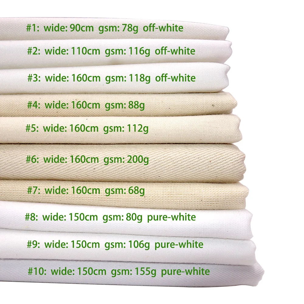 Thick and Thin  Raw Cloth White Cloth Tofu Fabric Pure Cotton Polyester Cotton Cloth Handmade Sofa Pillow Backpack Bag Fabric