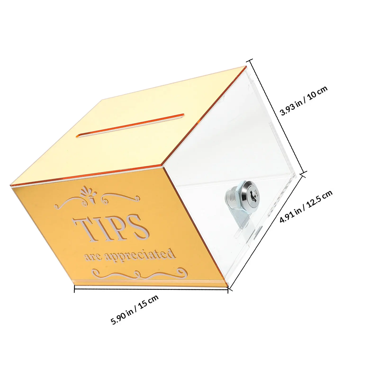 Acrylic Tip Collection Box Lock Large Capacity Transparent Suggestion Box for Bars Restaurants Donation Money