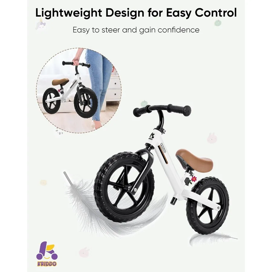 จักรยานทรงตัวสำหรับเด็กวัยหัดเดิน อายุ 2 ปี จักรยานทรงตัวสำหรับเด็กอายุ 2-5 ปี ลูกปืนคู่เพื่อการขับขี่ที่ราบรื่นขึ้น ที่นั่งปรับระดับได้พร้อมแผ่นรองนั่งน่ารัก