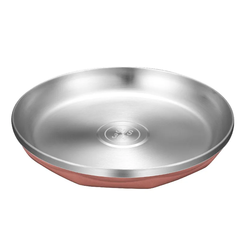 

1pcs 20cm Stainless Steel Round Dinner Plate Dessert Feeding Serving Dishware Barbecue Tray Salad Steak Plate Wholesale